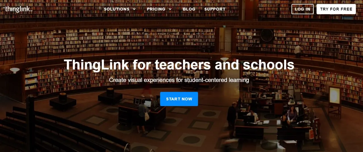 screenshot of thingLink- education website